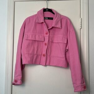 Bubblegum Pink Zara Boxy Crop Lightweight Shacket Size Small